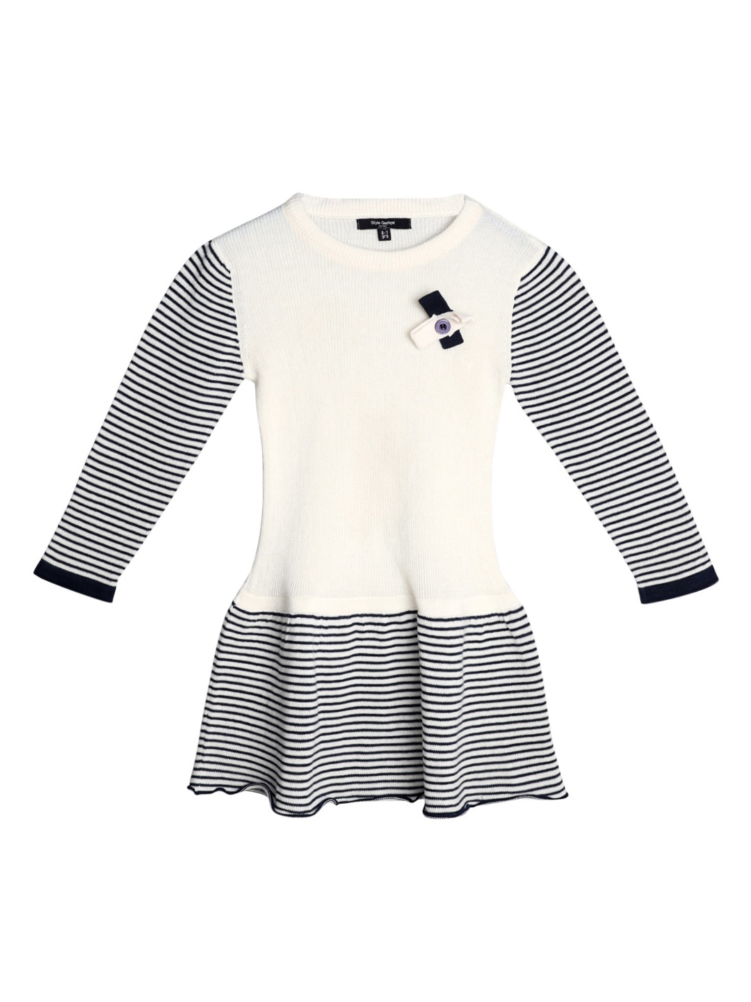 

Style Quotient Girls Off-White & Black Striped Sheath Dress
