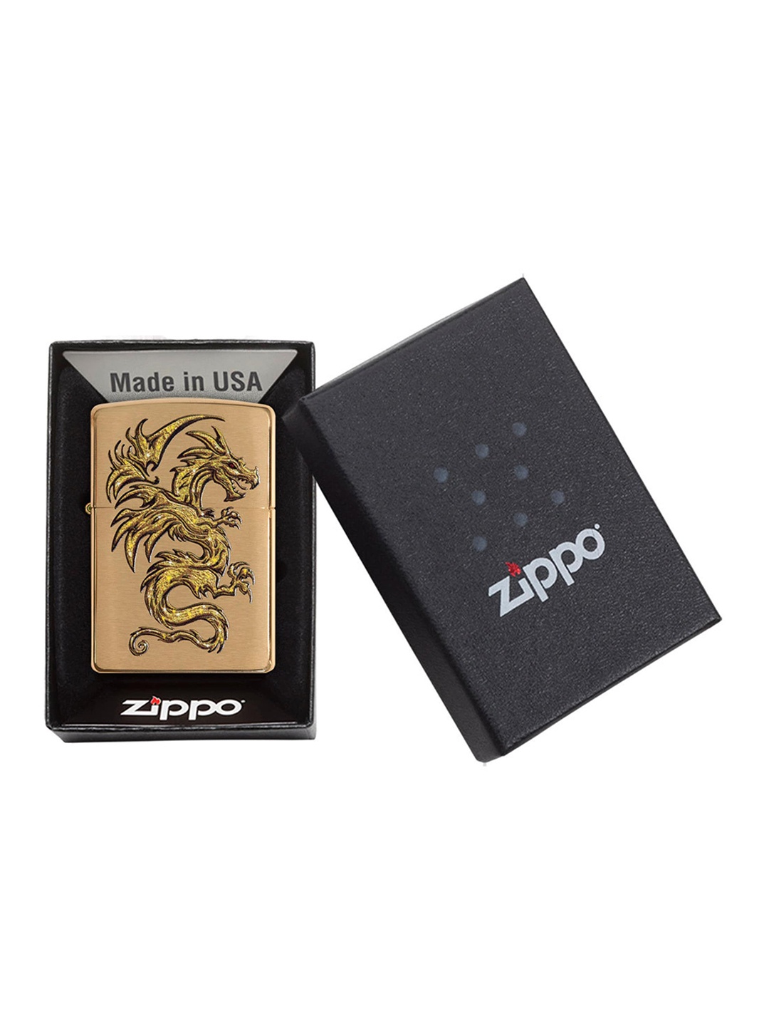 

Zippo Gold-Toned Dragon Design Brushed Brass Pocket Lighter
