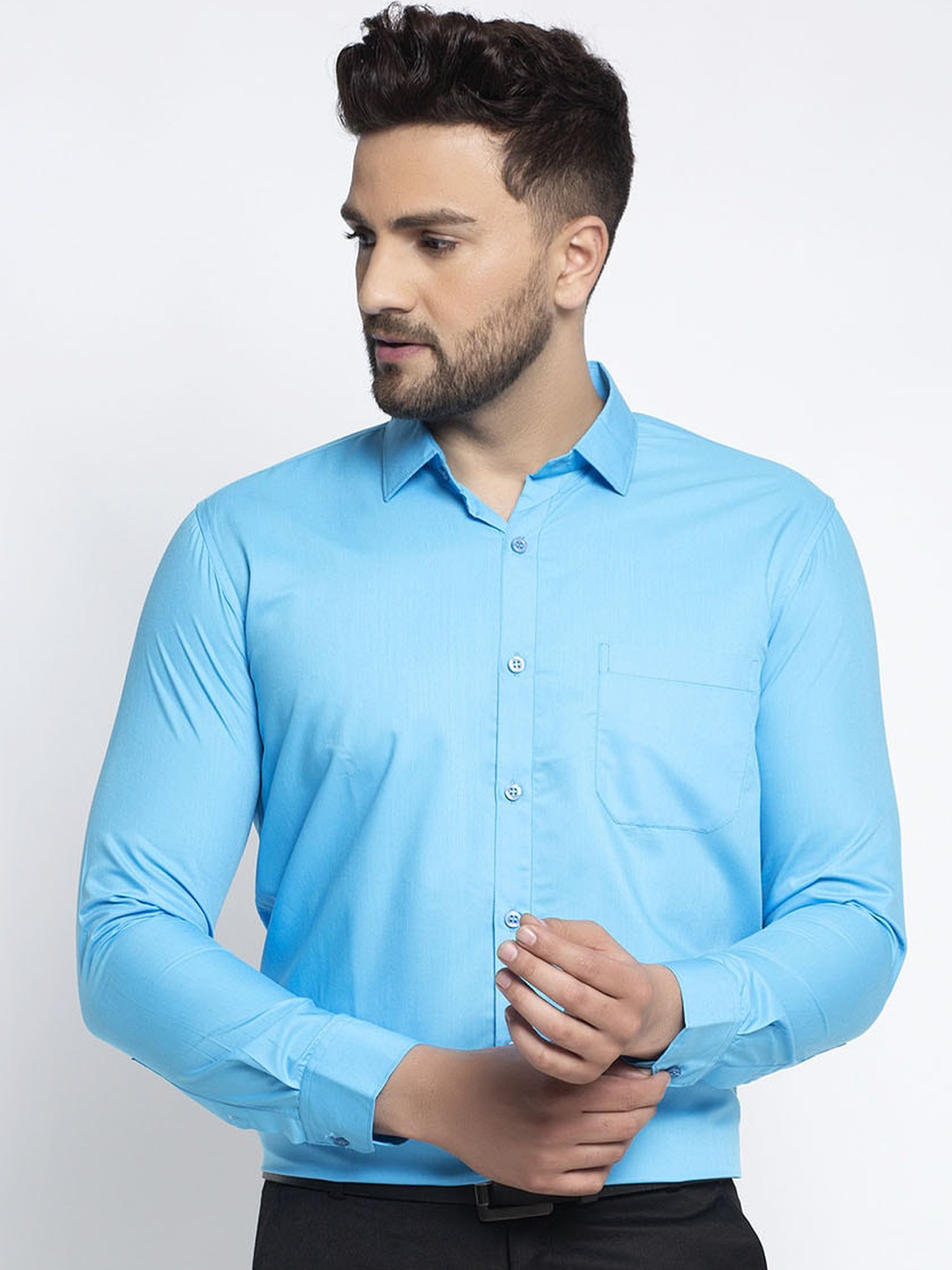 

JAINISH Men Turquoise Blue Regular Fit Solid Casual Shirt