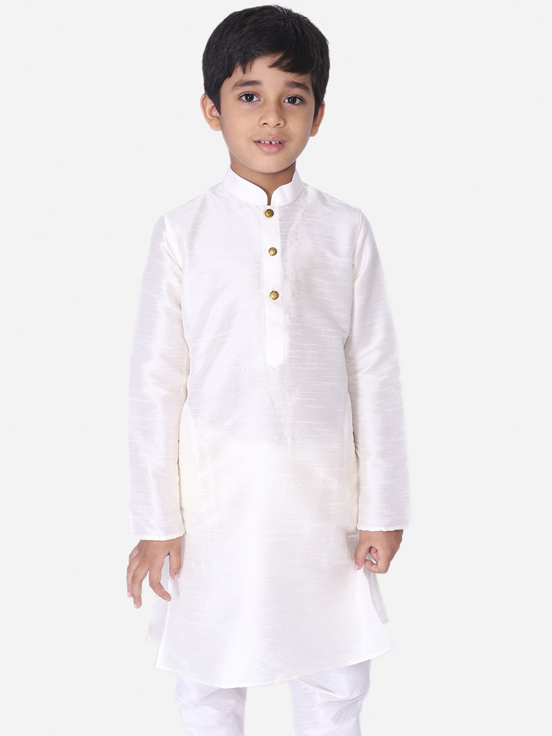 

NAMASKAR Boys Off-White Solid Straight Kurta