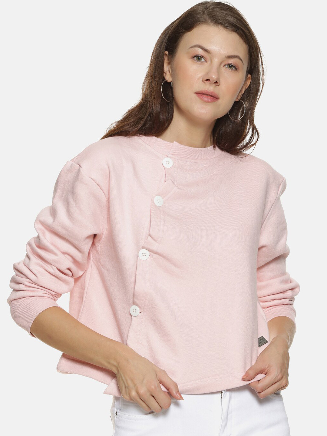 

Campus Sutra Women Pink Solid Sweatshirt
