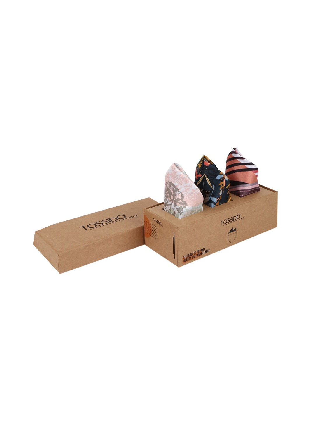 

Tossido Men Pack of 3 Printed Pocket Squares, Pink