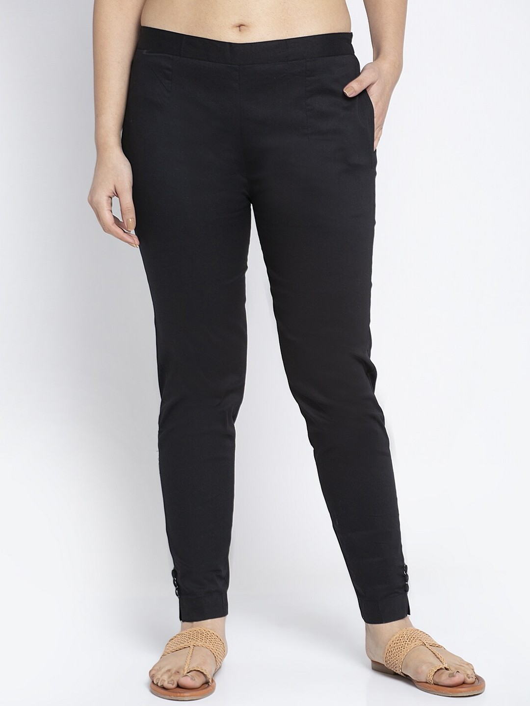 

GRACIT Women Black Slim Fit Solid Regular Trousers