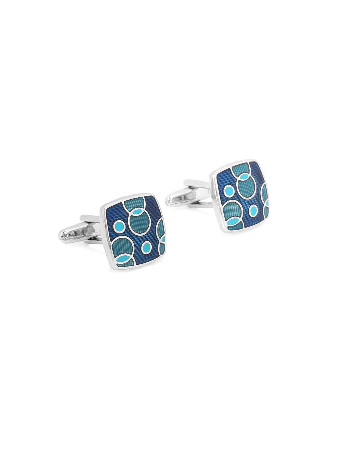 

Yellow Chimes Men Blue Textured Contemporary Enamelled Stylish Cufflinks