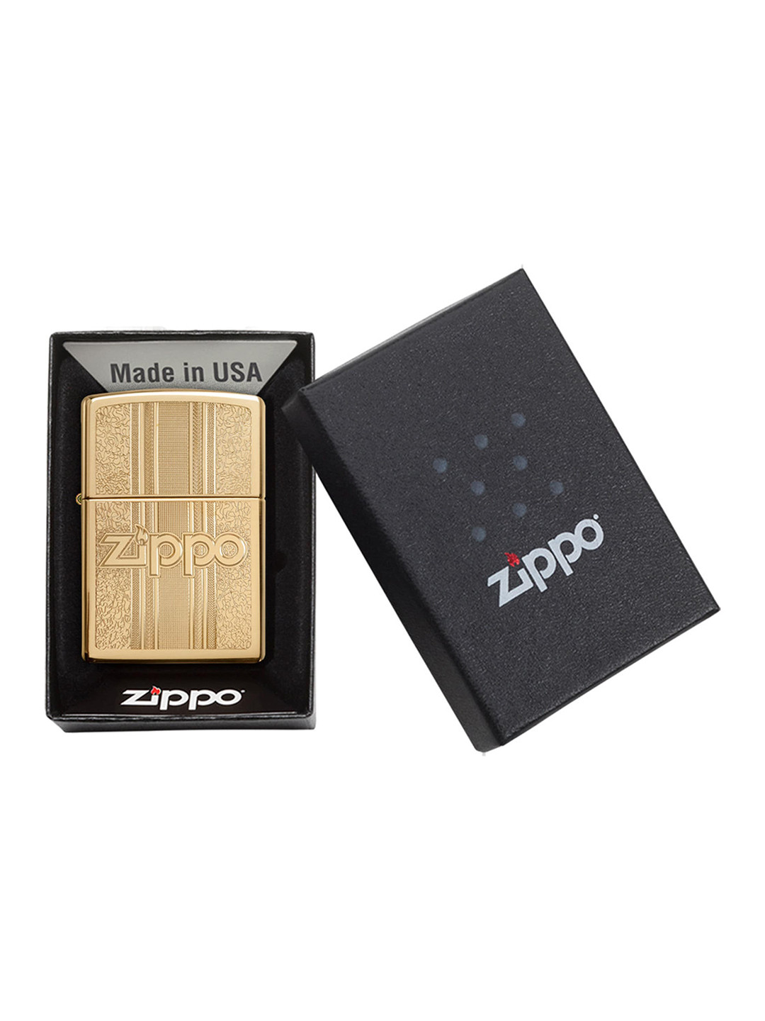 

Zippo and Pattern Design High Polish Brass Pocket Lighter, Gold