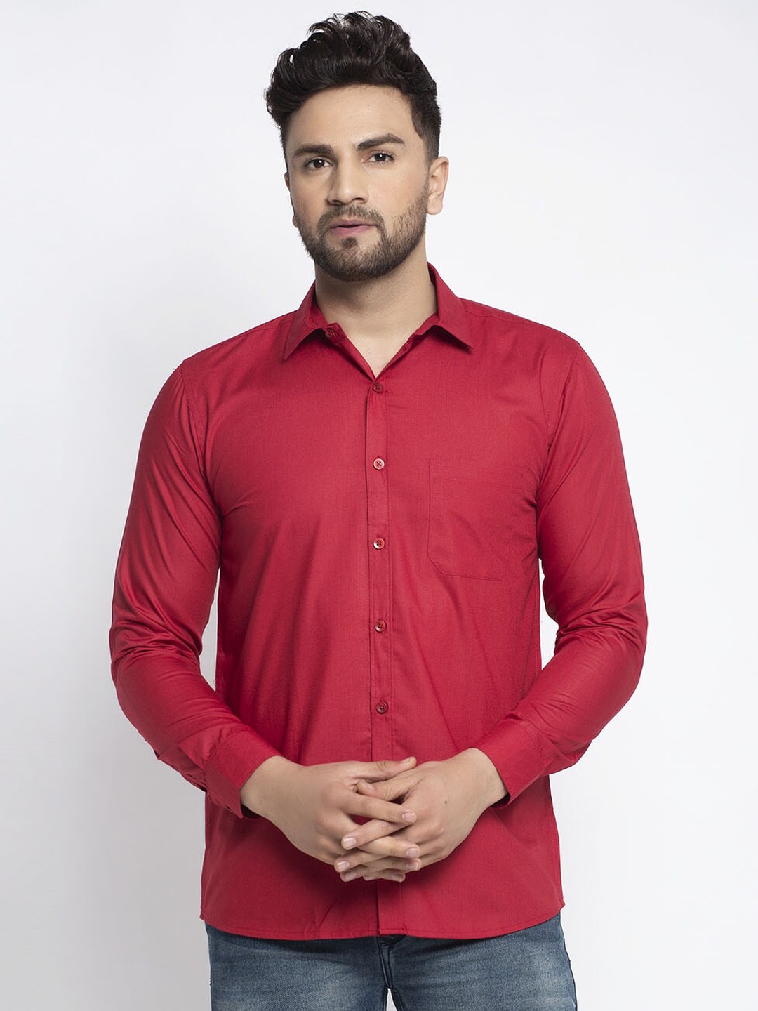 

JAINISH Men Maroon Regular Fit Solid Casual Shirt