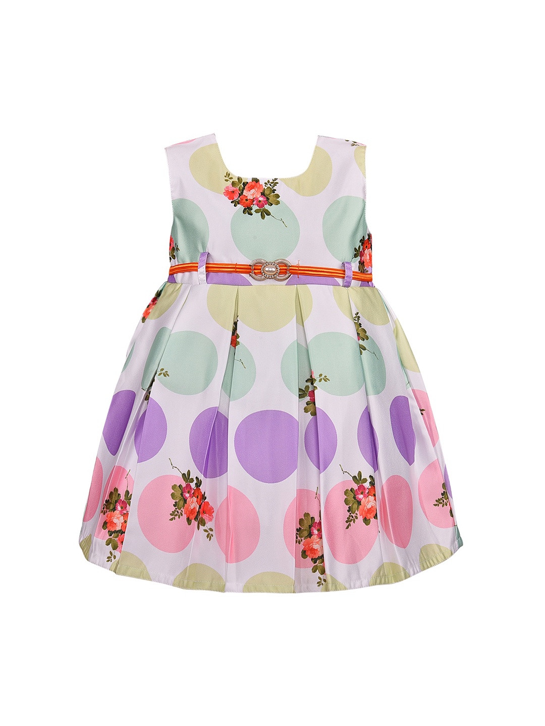 

Wish Karo Girls White Printed Fit and Flare Dress
