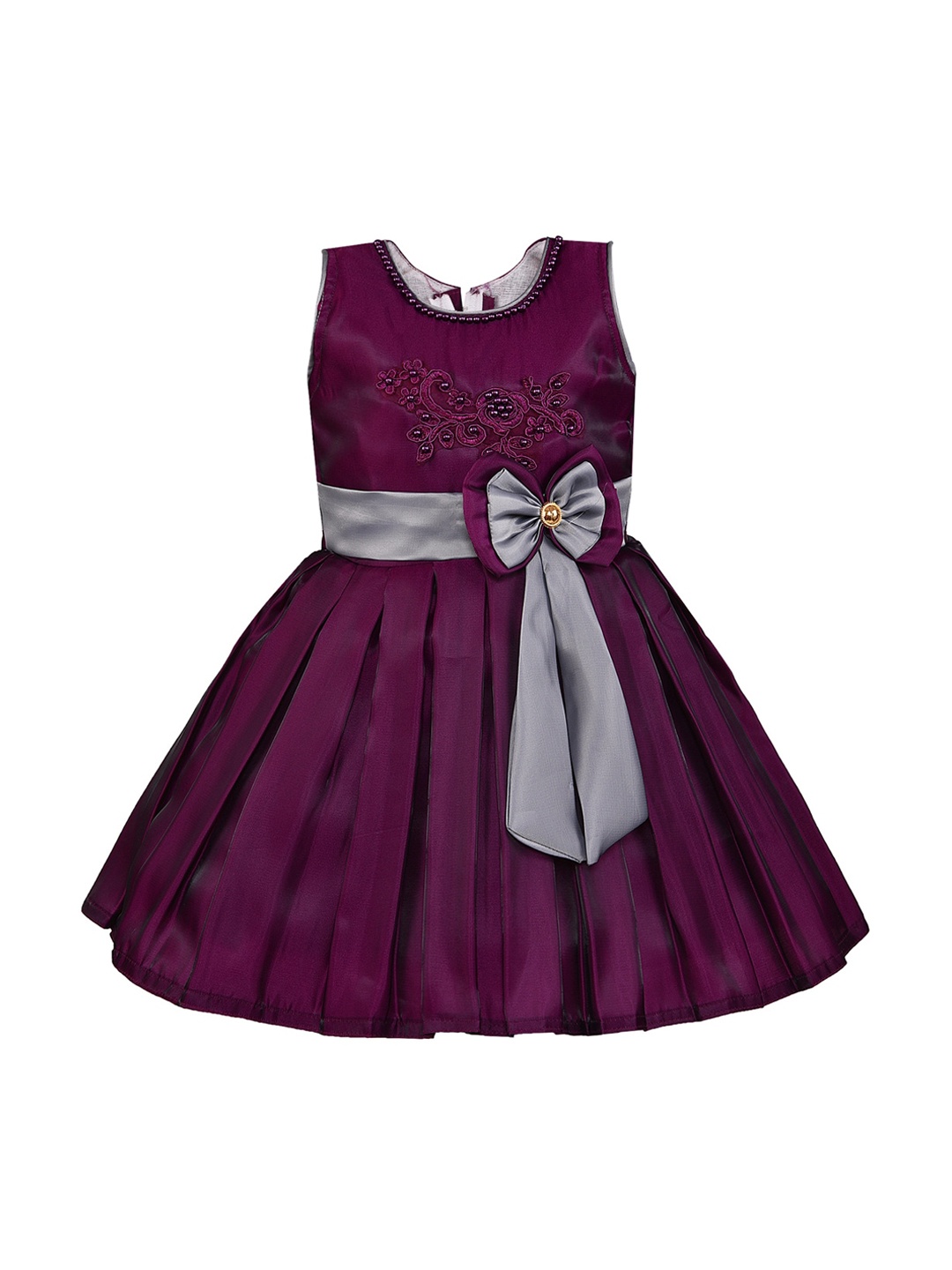 Wish Karo Girls Purple Embellished Fit and Flare Dress