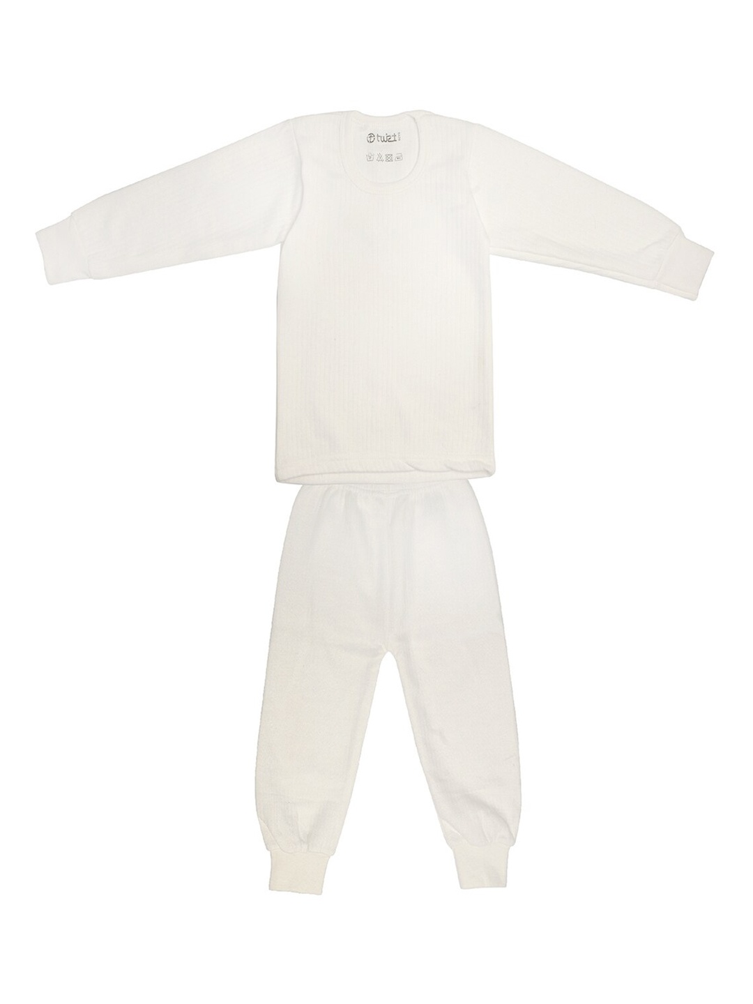 

TINY HUG Boys Cream Solid Thermal T-shirt & Pants