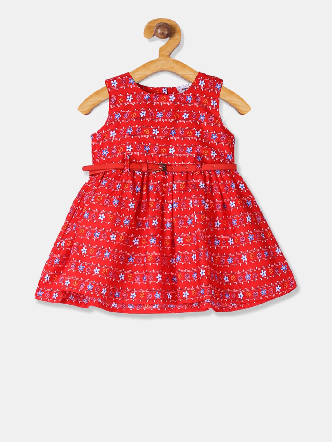 

Donuts Girls Red Floral Printed Fit and Flare Dress