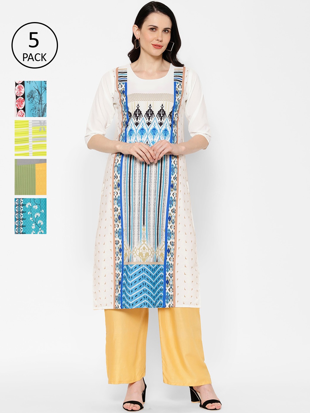

7Threads Women Multicoloured Woven Design Straight Kurta, Multi