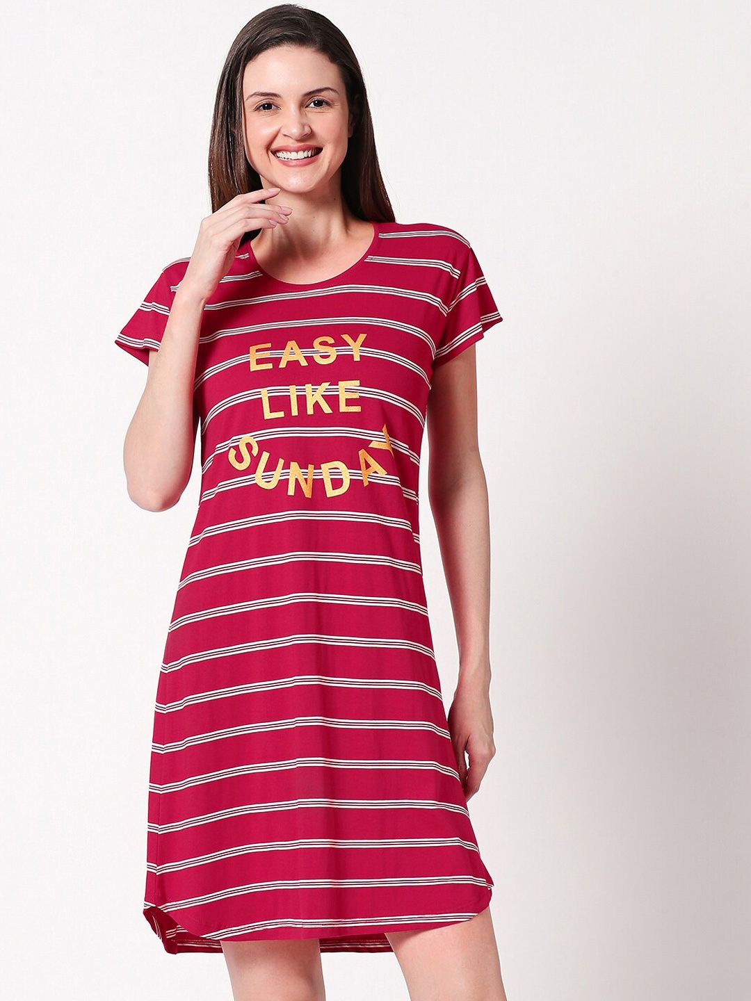 

Zeyo Red Striped Nightdress