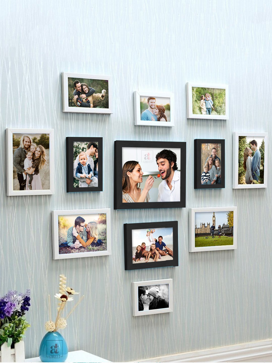 

Art Street Set Of 12 Black & White Solid Individual Photo Frames