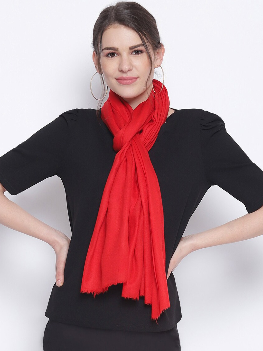 

Tossido Unisex Red Solid Sustainable Pure Cashmere Wool Stole