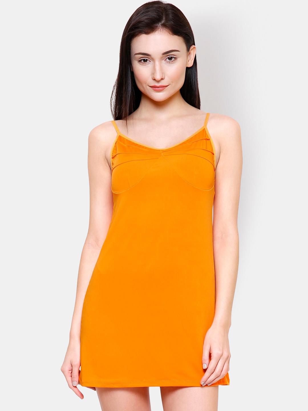 

Ms.Lingies Orange Solid Baby Doll With Thongs