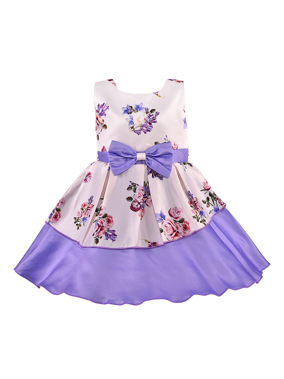 Wish Karo Girls Purple Printed Fit and Flare Dress