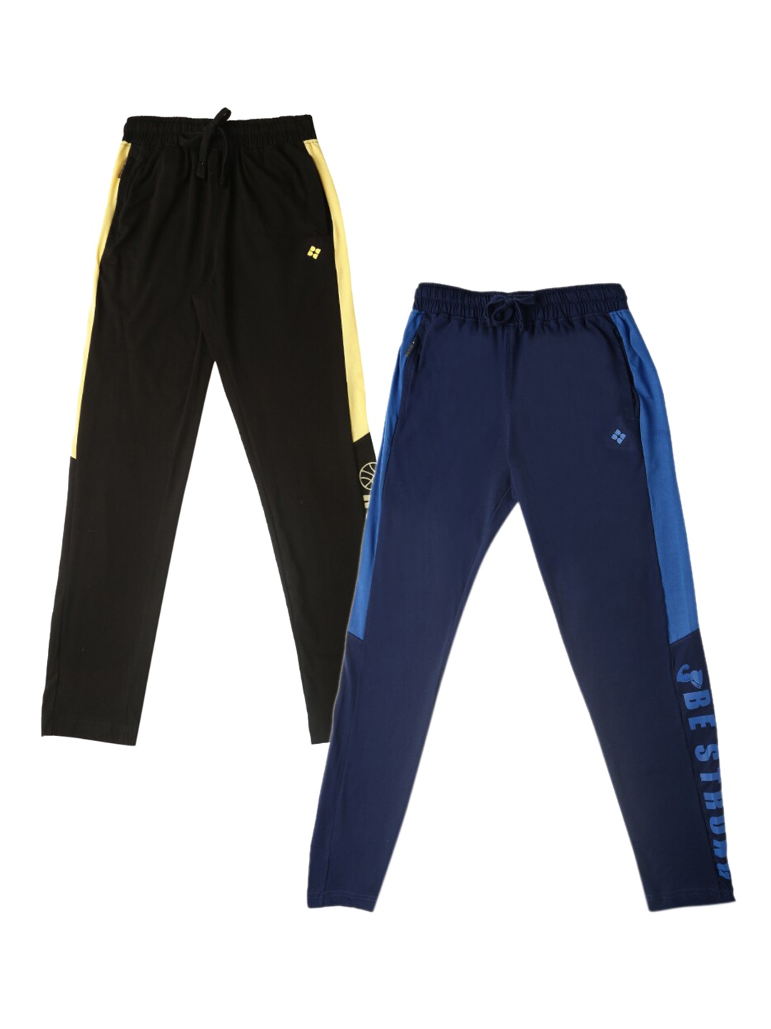 

Dollar Boys Pack of 2 Black & Blue Solid Joggers, Multi
