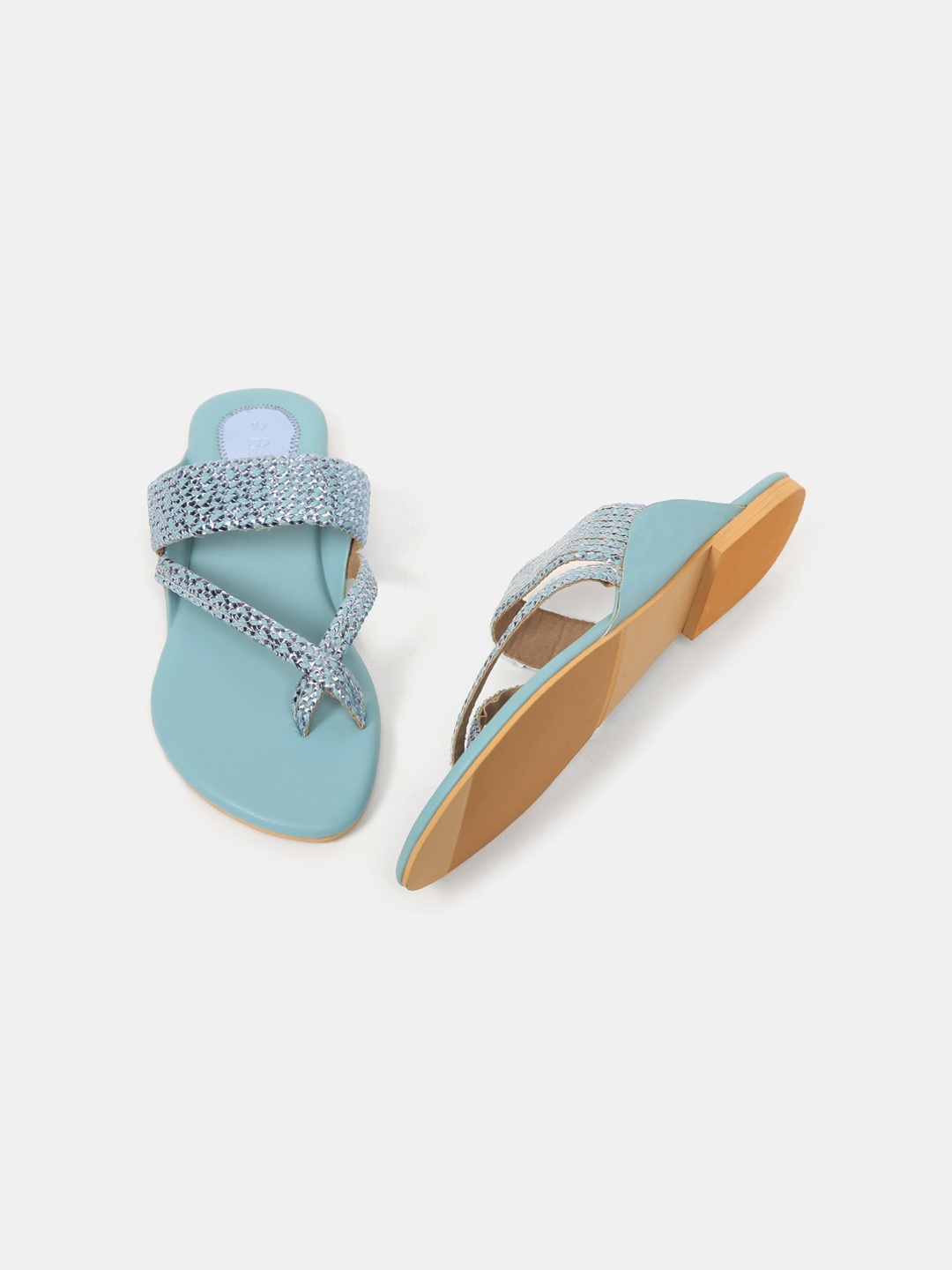 

Biba Women Blue Printed Open Toe Flats