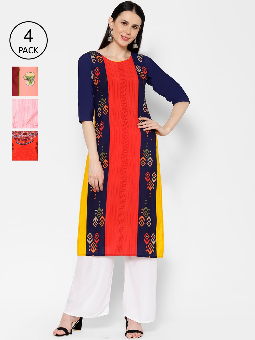 

7Threads Women Multicoloured Printed Straight Kurta, Multi