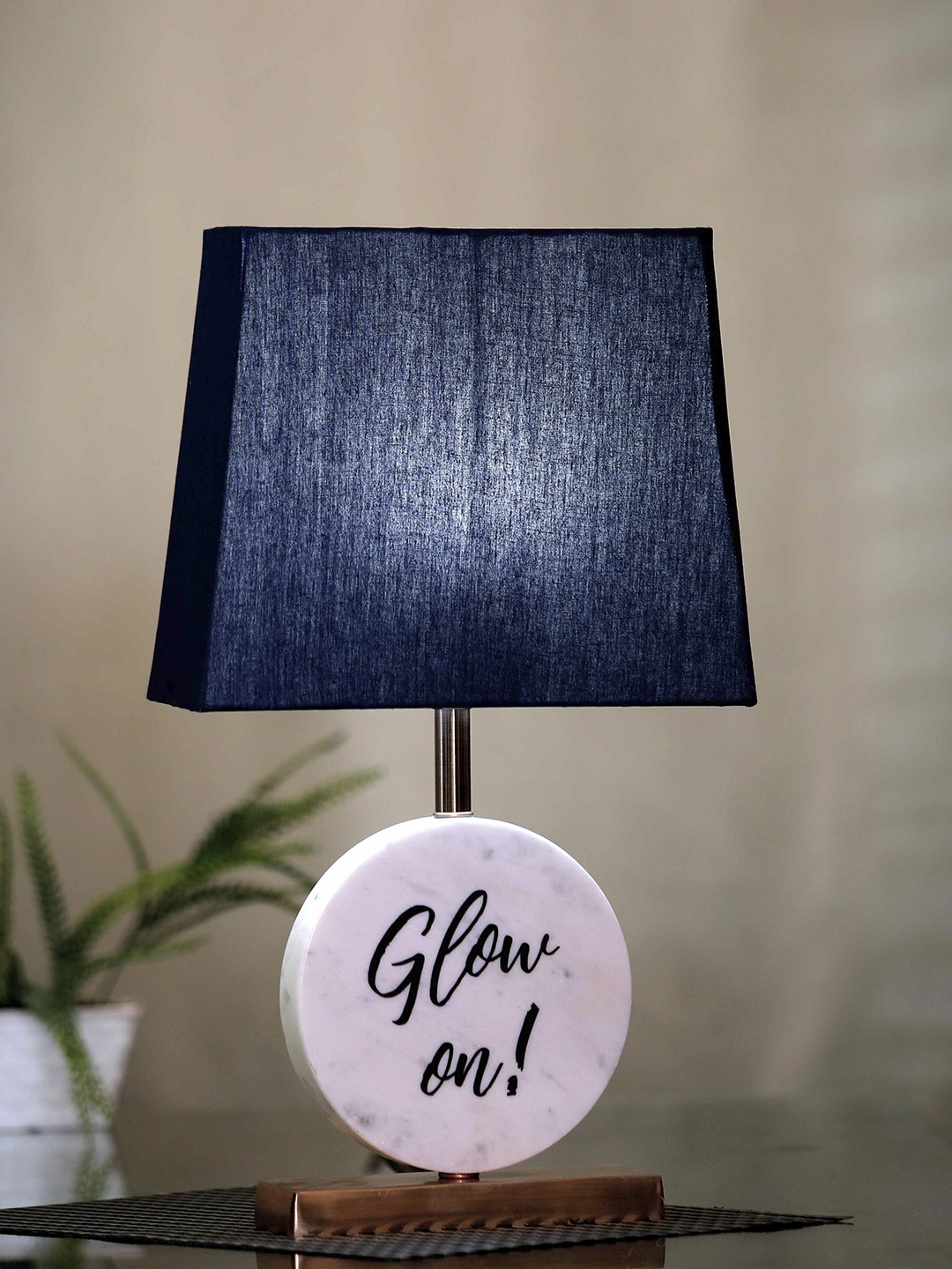 

POSH-N-PLUSH Blue Solid Glow On Marble Table Lamp