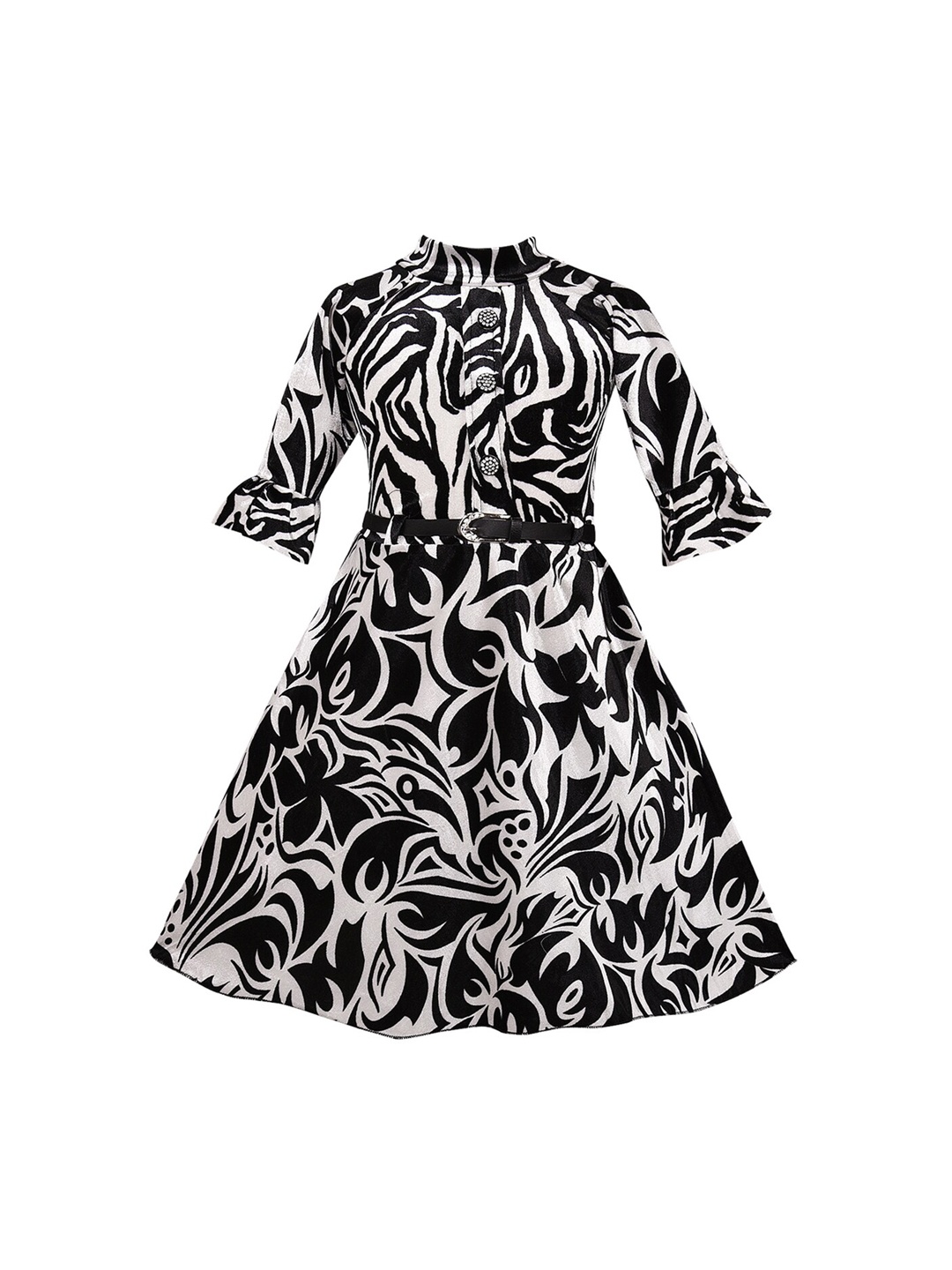 

Wish Karo Girls Black Printed A-Line Dress