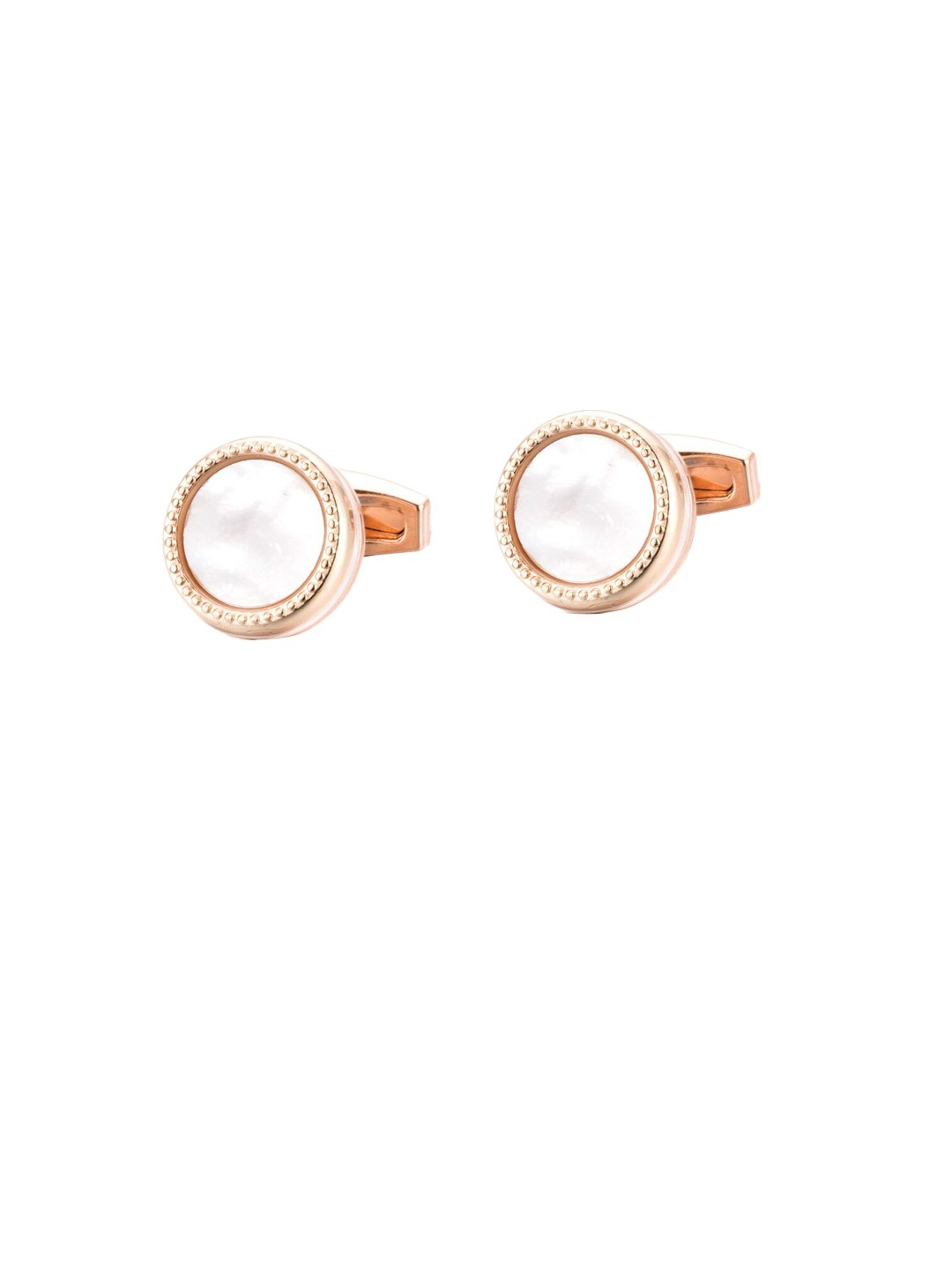 

Yellow Chimes Men Rose Gold-Plated & White Textured Oyster Embellished Cufflinks