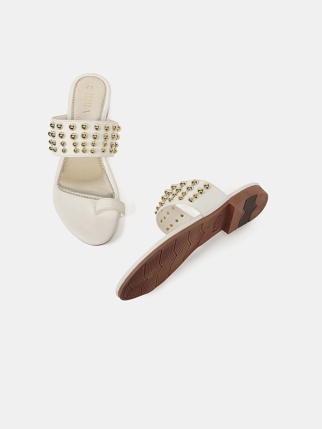 

Biba Women White Embellished Open Toe Flats