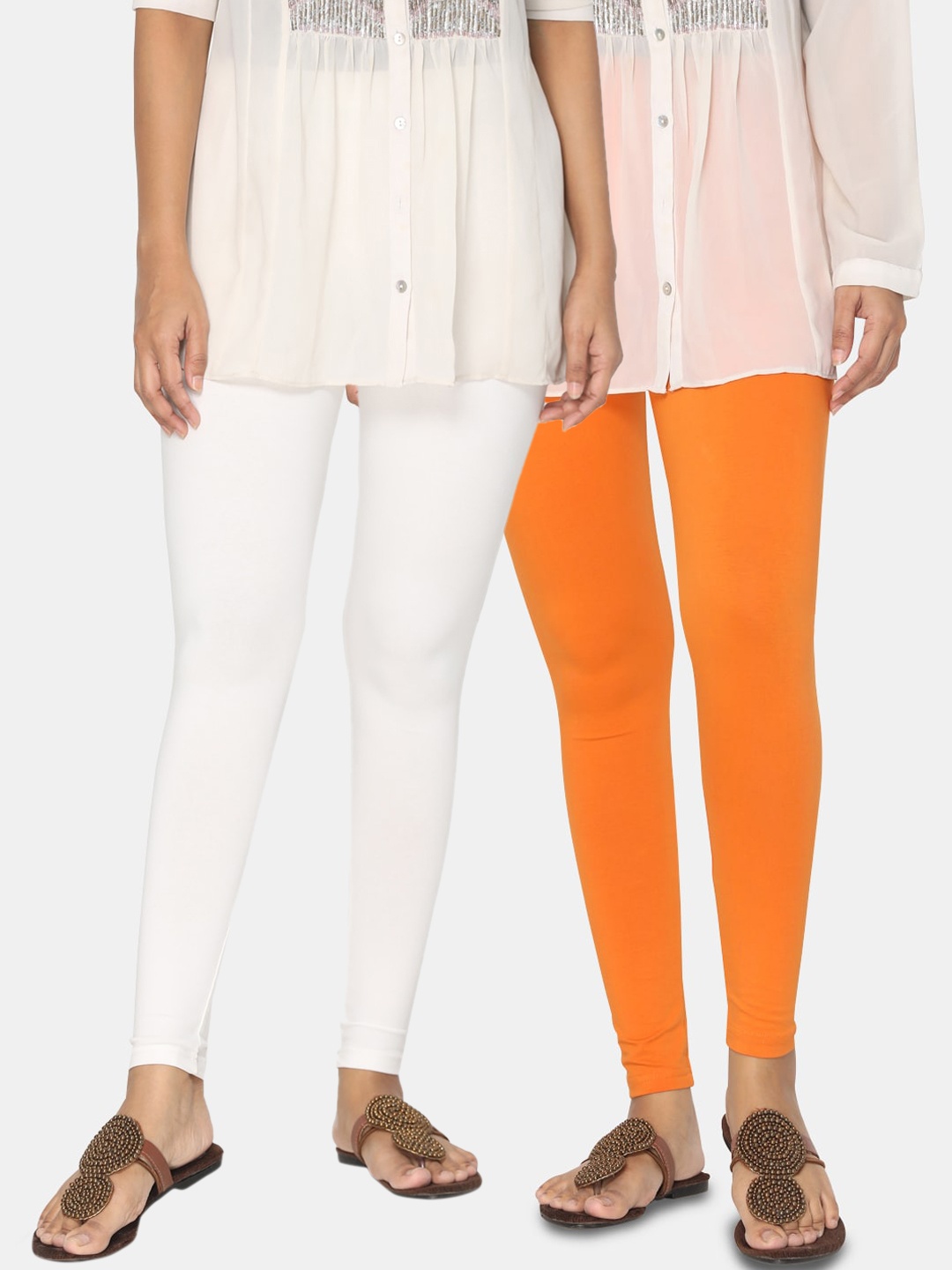 

TSG Bliss Women Pack Of 2 Solid Ankle-Length Leggings, White
