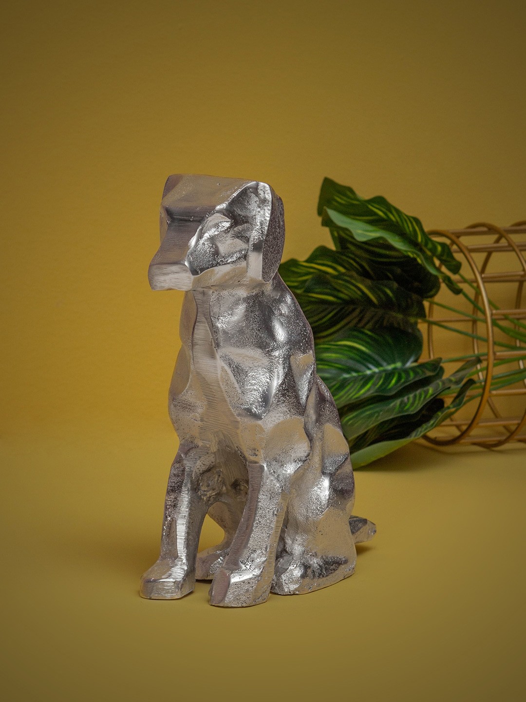 

CASA DECOR Silver-Toned Textured Aluminium Handcrafted Sustainable Dog Showpiece
