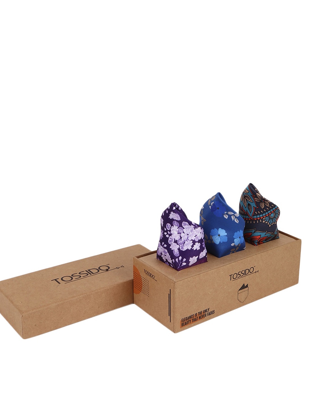 

Tossido Men Pack Of 3 Printed Pocket Squares, Blue