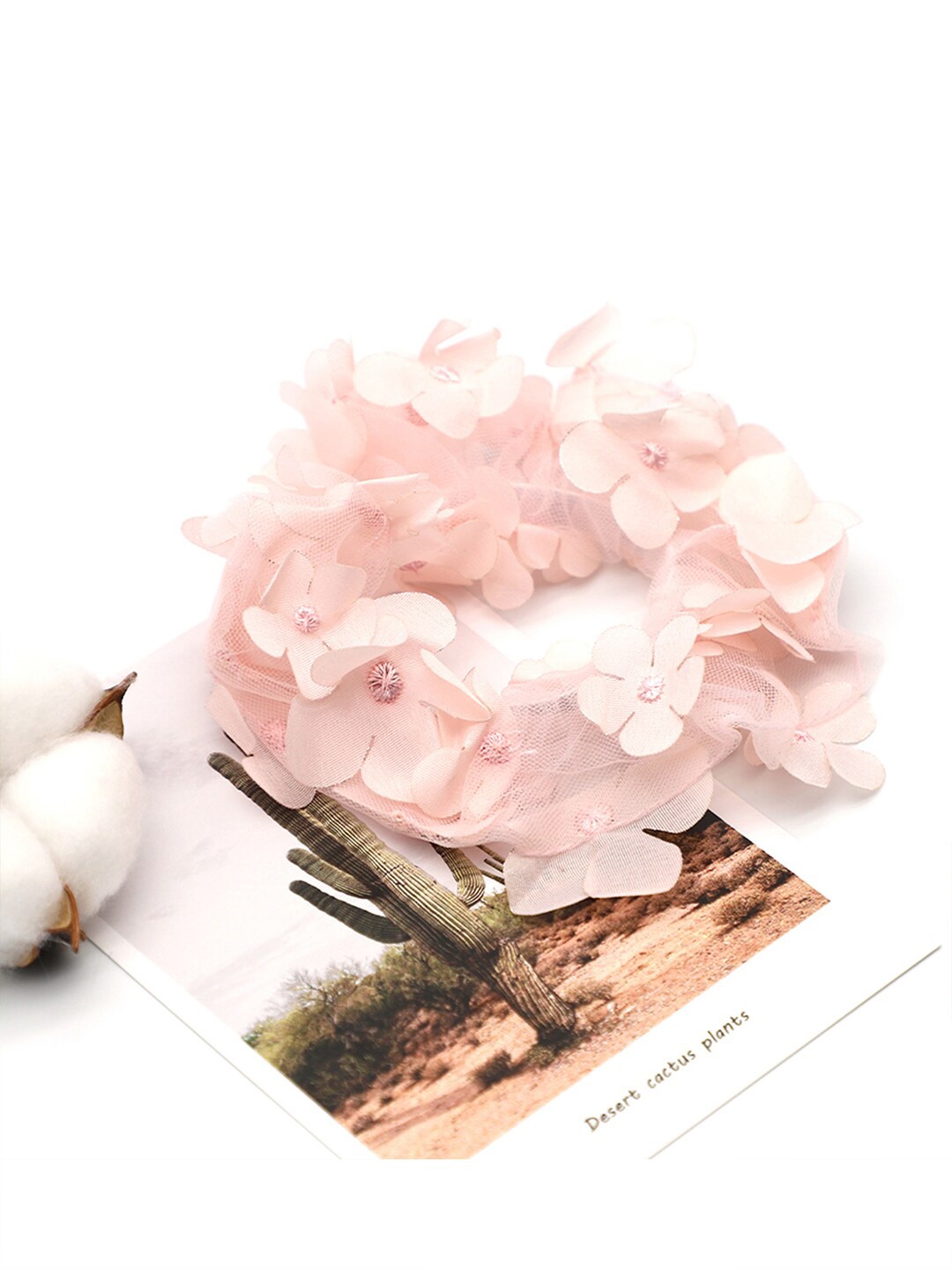 

Toniq Girls Pink Floral Appliqued Mesh Scrunchy