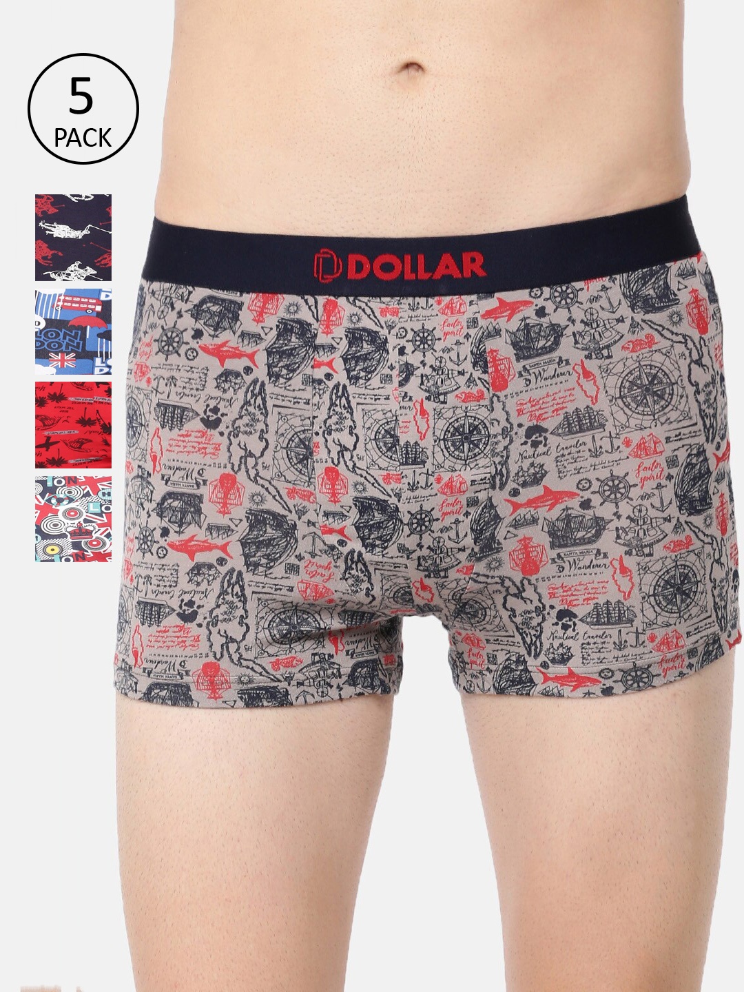 

Dollar Bigboss Men Pack Of 5 Assorted Trendy Trunks MDTR-05-PO5