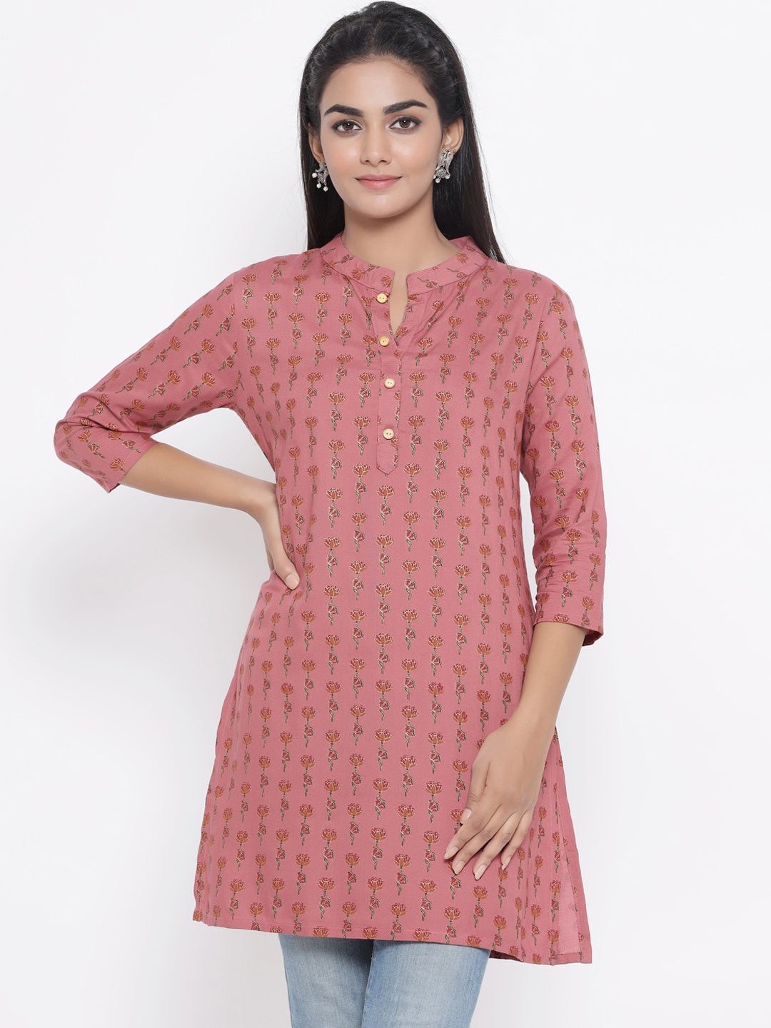 

Fabriko Women Pink & Red Floral Printed Kurti