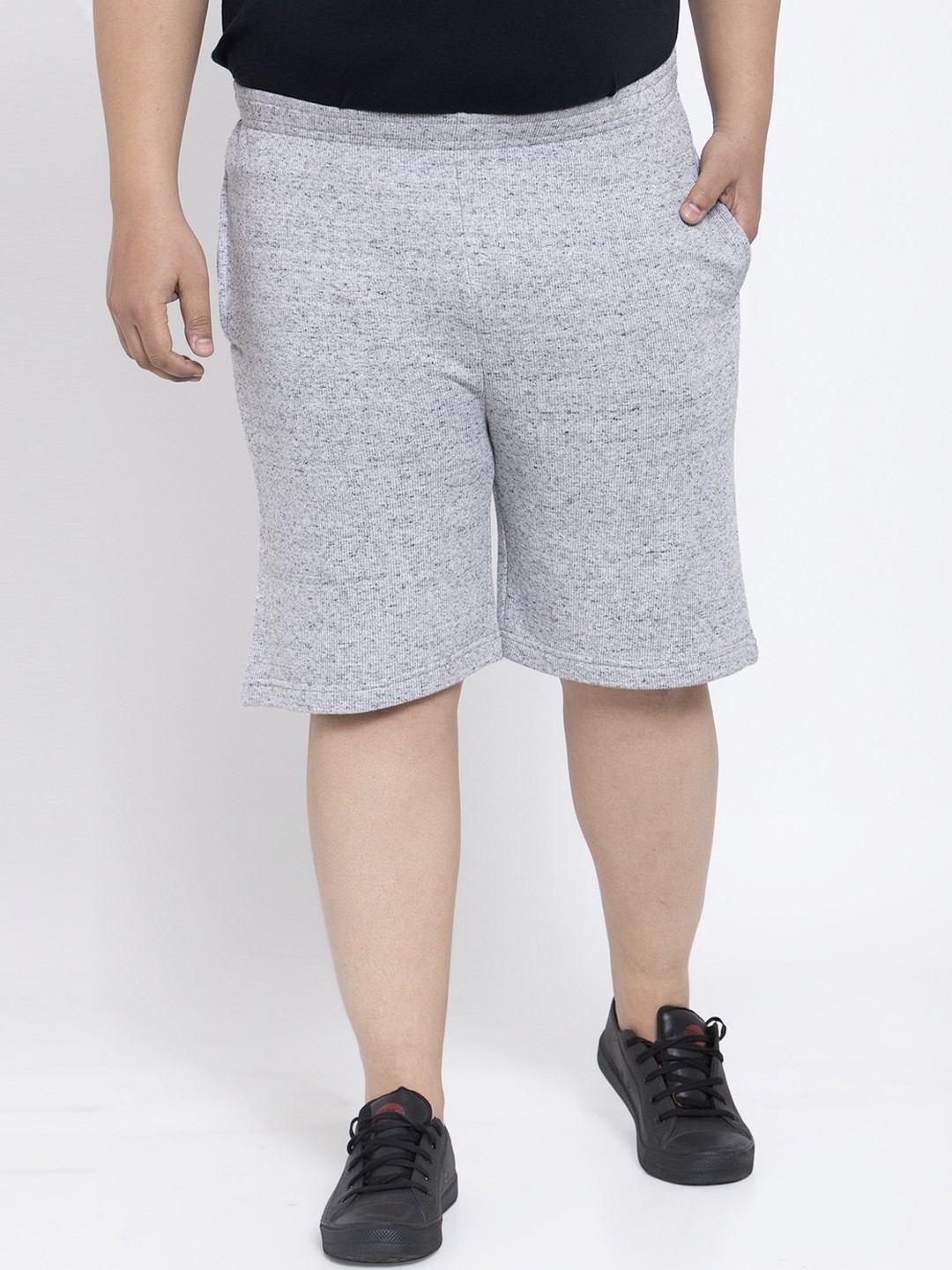 

plusS Men Grey Solid Regular Fit Regular Shorts