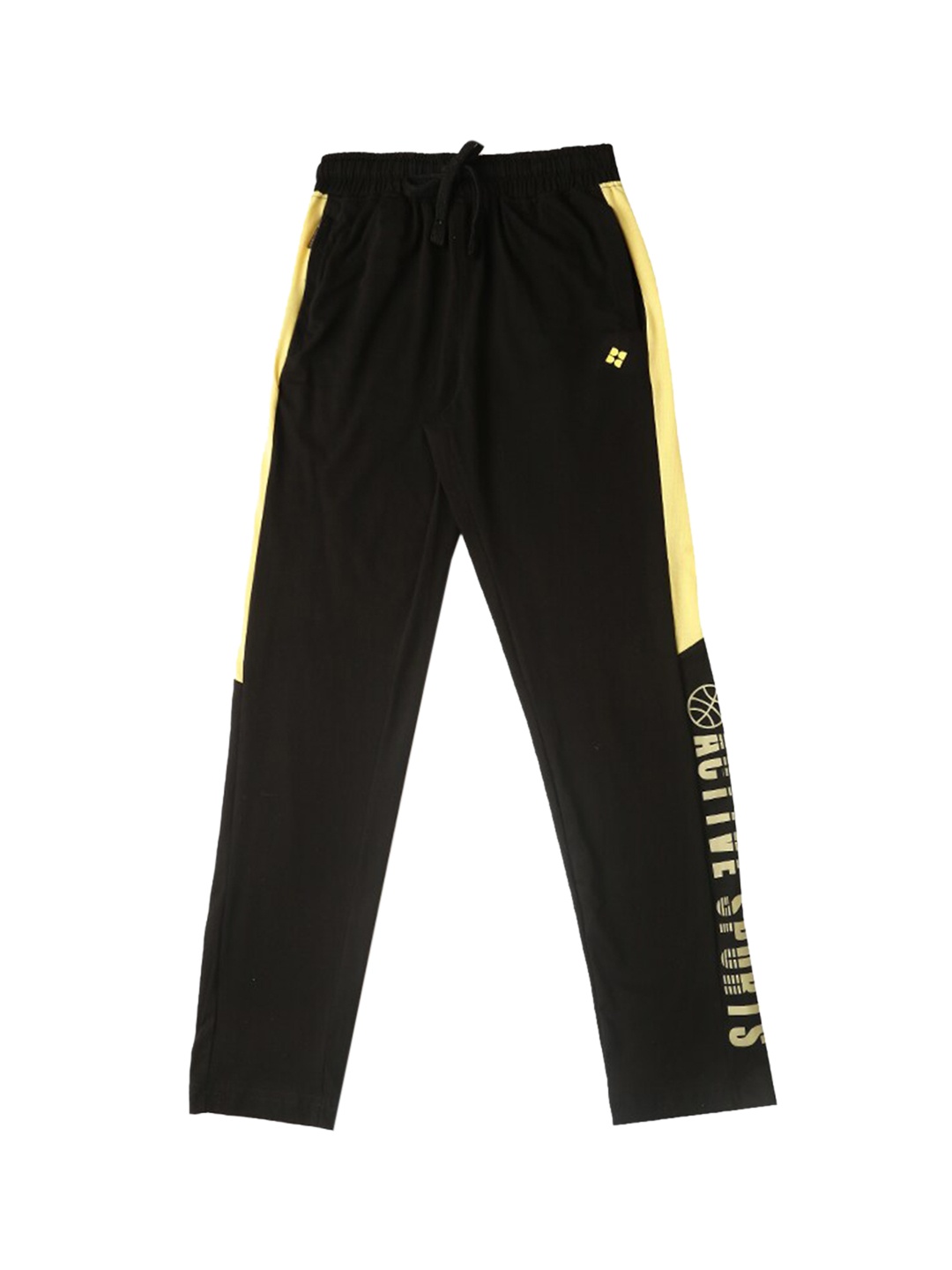 

Dollar Boys Black & Yellow Solid Straight-Fit Track Pants