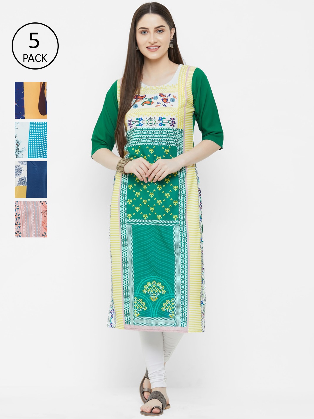 

7Threads Women Multicoloured Embroidered Straight Kurta, Multi