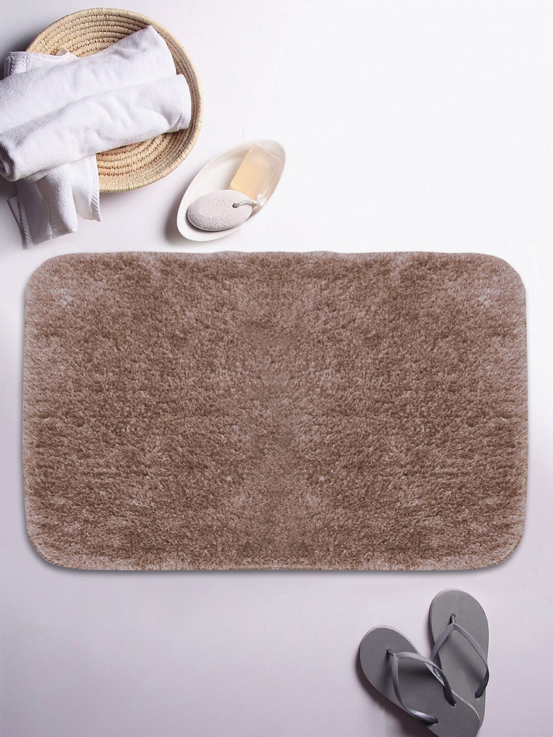 

BIANCA Brown Solid Microfiber HD Rubber Backing Plush Bath Mat