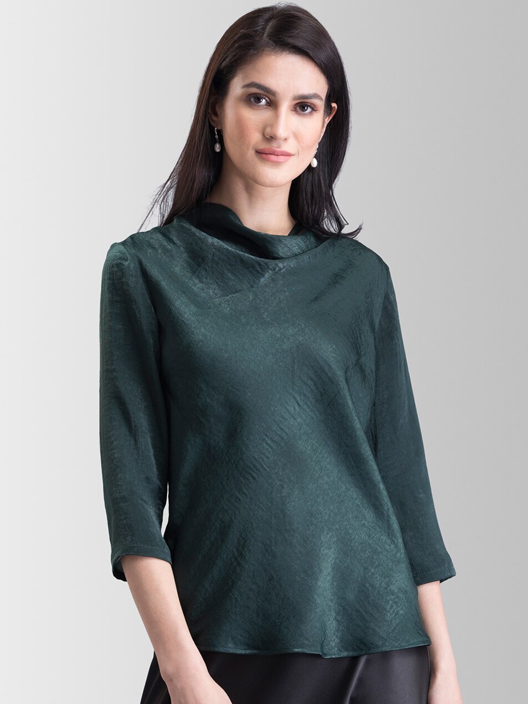 

FableStreet Women Green Solid Top