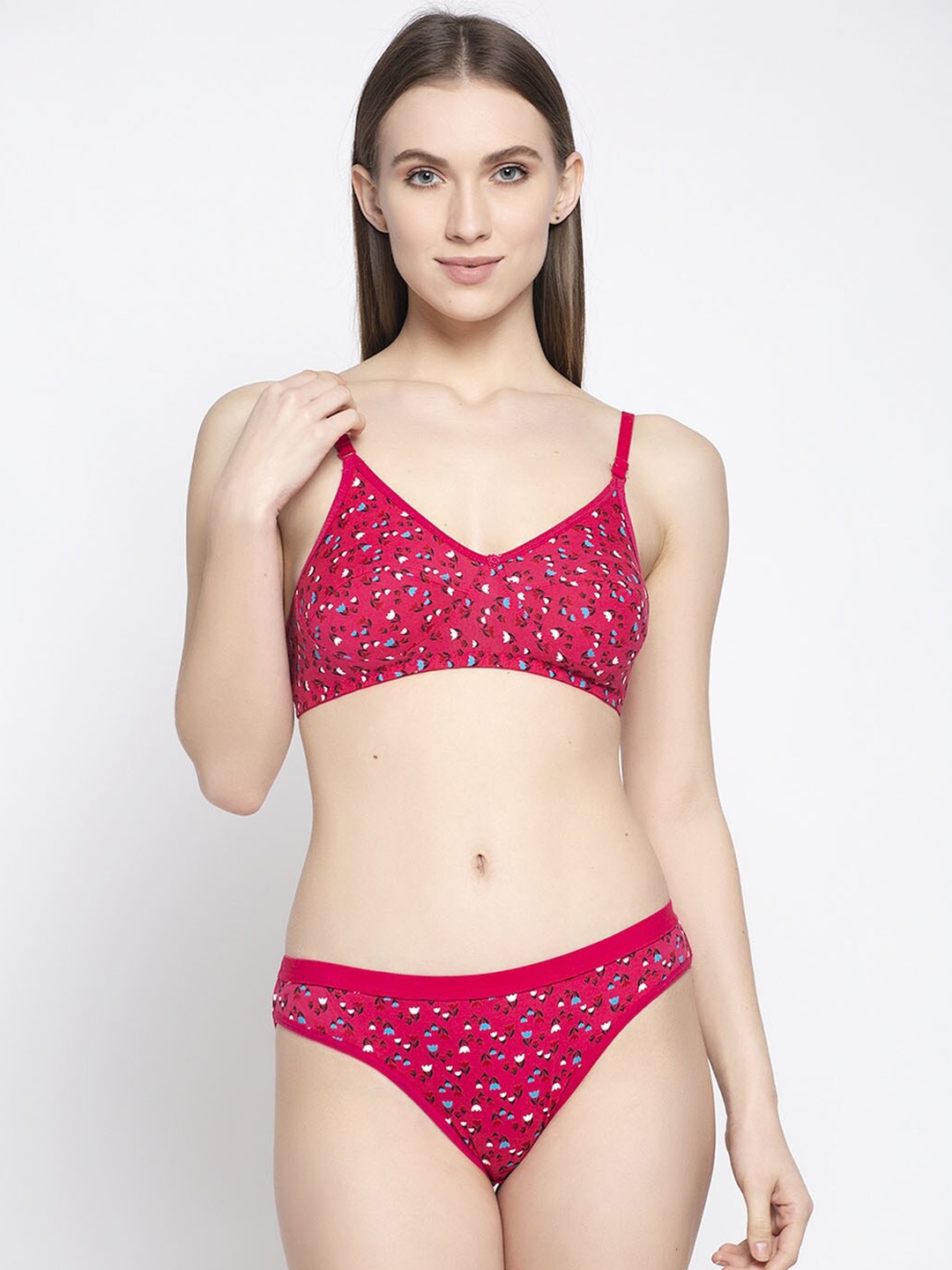 

Quttos Women Pink & White Printed Lingerie Set QT-SET-4021