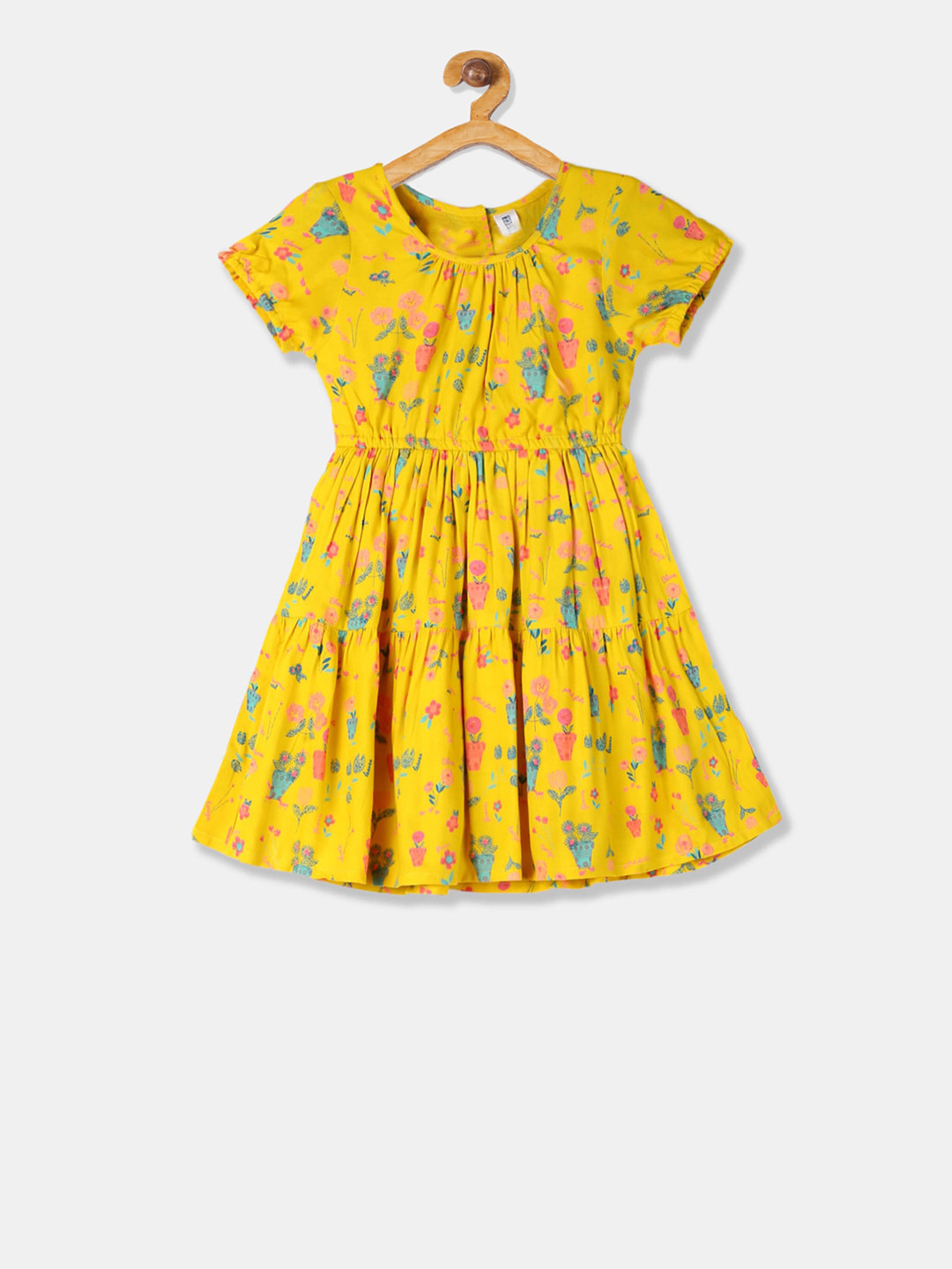 

Cherokee Girls Yellow Printed A-Line Dress