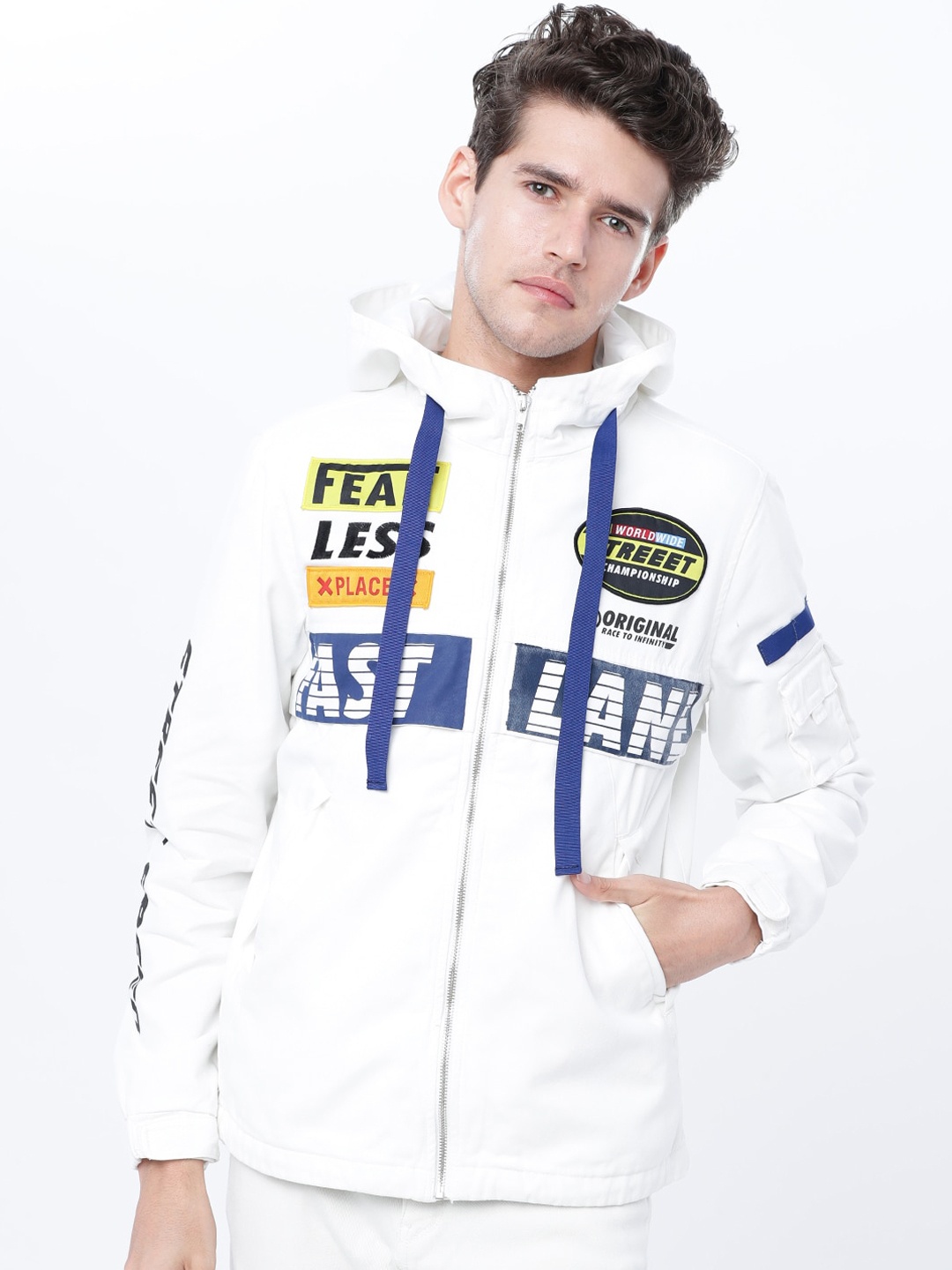 

LOCOMOTIVE Men White Printed Tailored Shacket