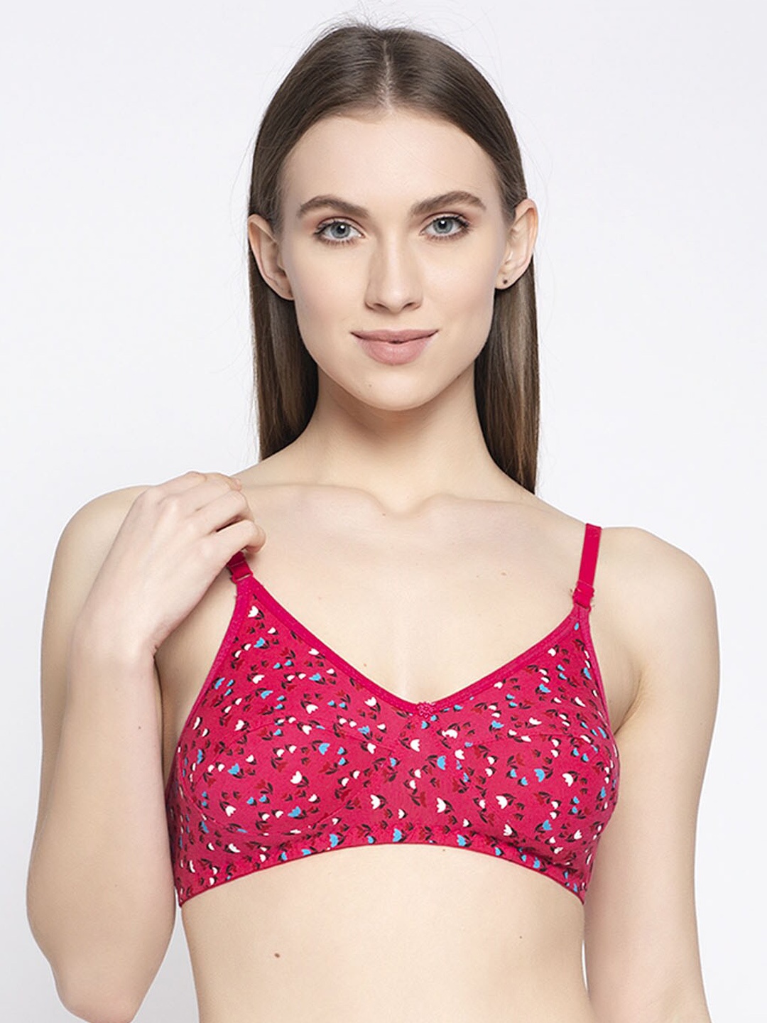 

Quttos Pink Floral Print Non-Padded Non-Wired Everyday Bra QT-BR-4021-