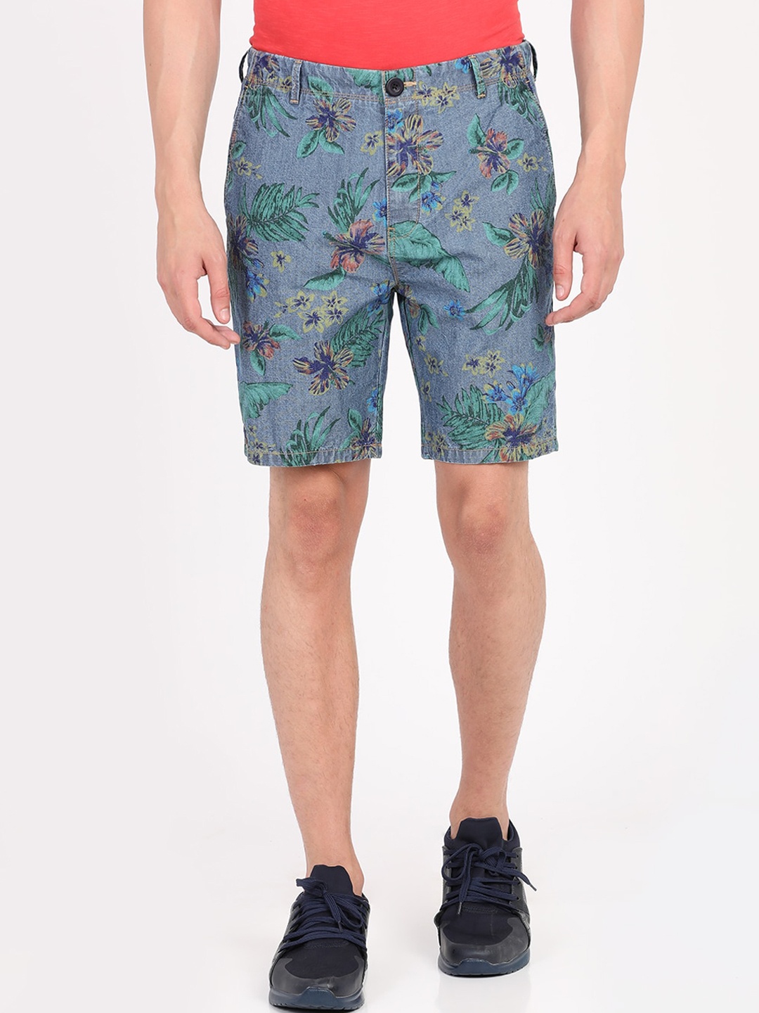 

Breakbounce Men Blue Printed Regular Fit Regular Shorts