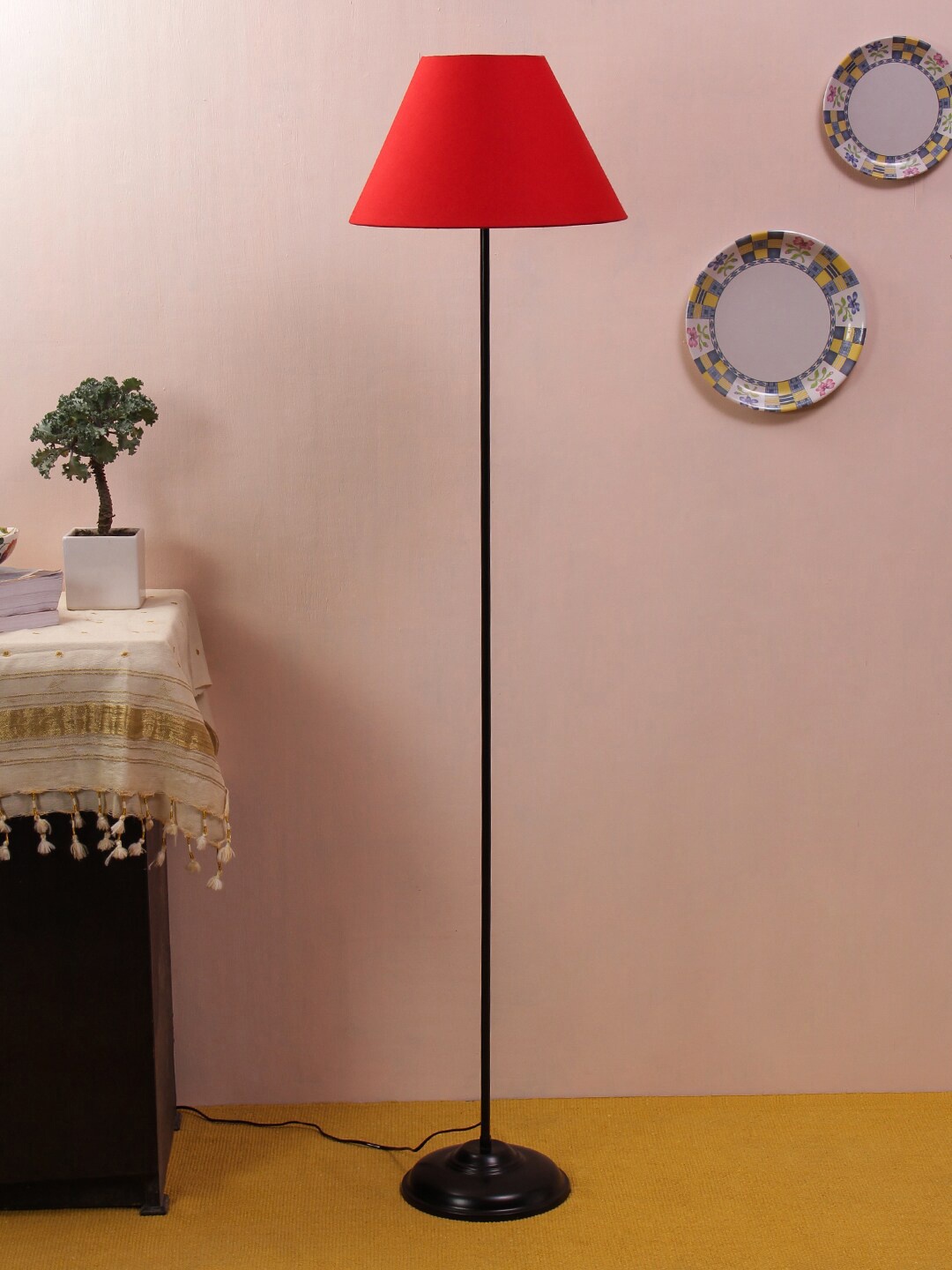

Devansh Red & Black Solid Conical Red Cotton Shade Club Lamp