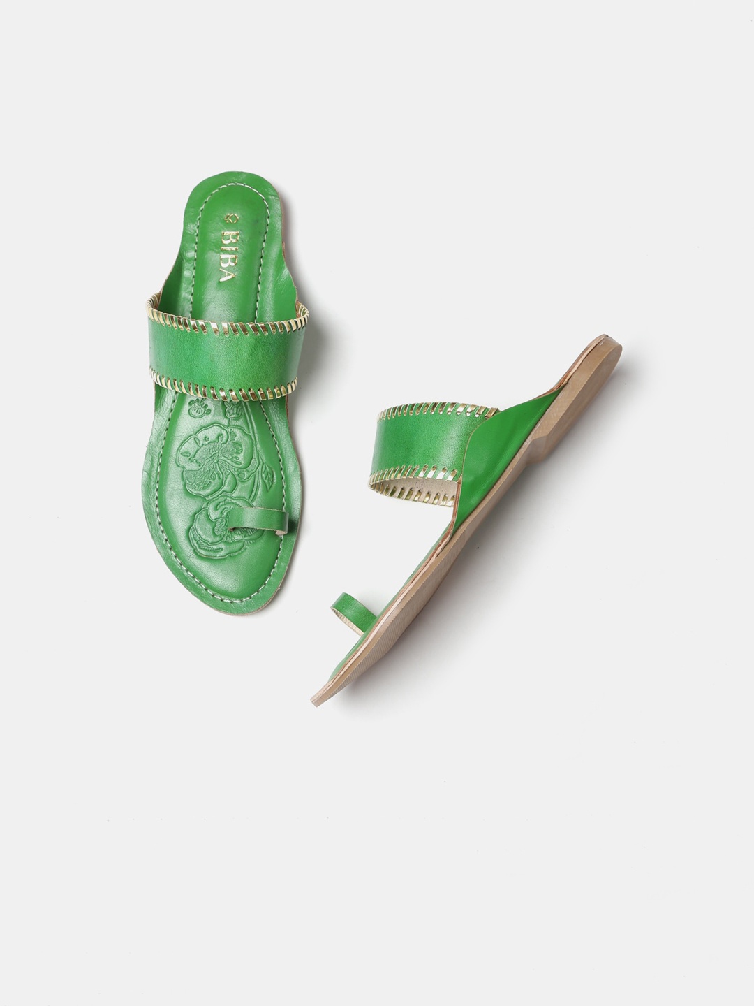 

Biba Women Green Solid One Toe Flats