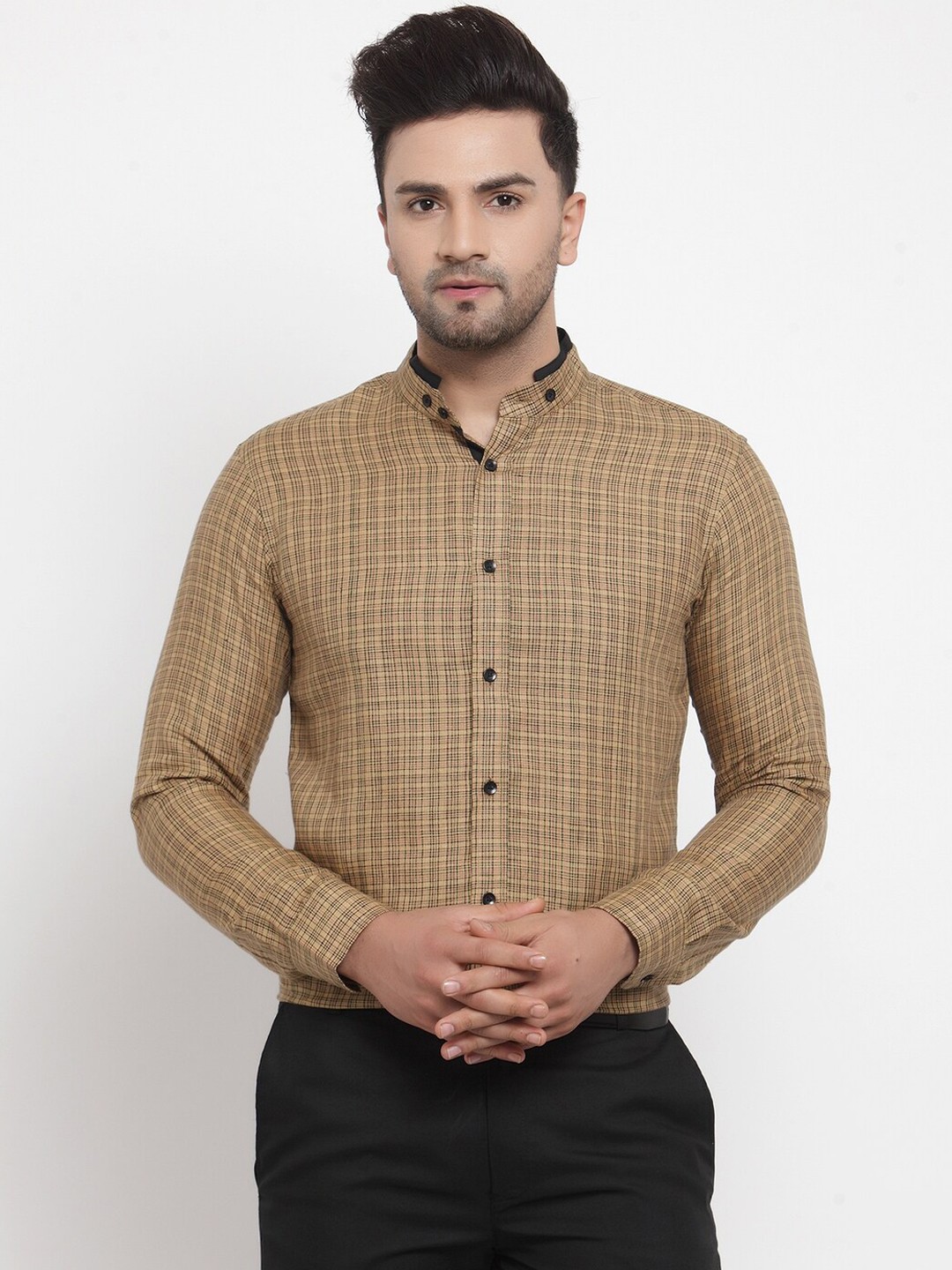 

Purple State Men Brown Slim Fit Checked Casual Shirt