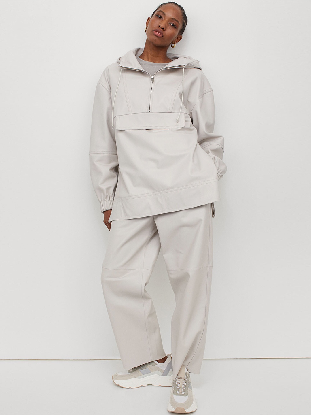 

H&M Women White Leather joggers