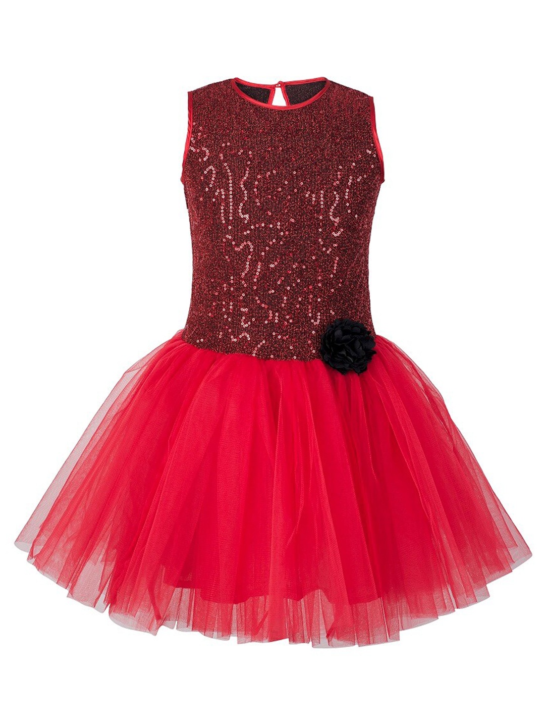 

Toy Balloon kids Girls Red Self Design Fit and Flare Dress