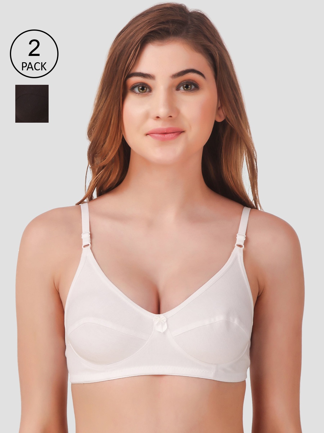 

Fasense Pack Of 2 Solid Non-Padded Non-Wired Everyday Bras BVCOM0, White