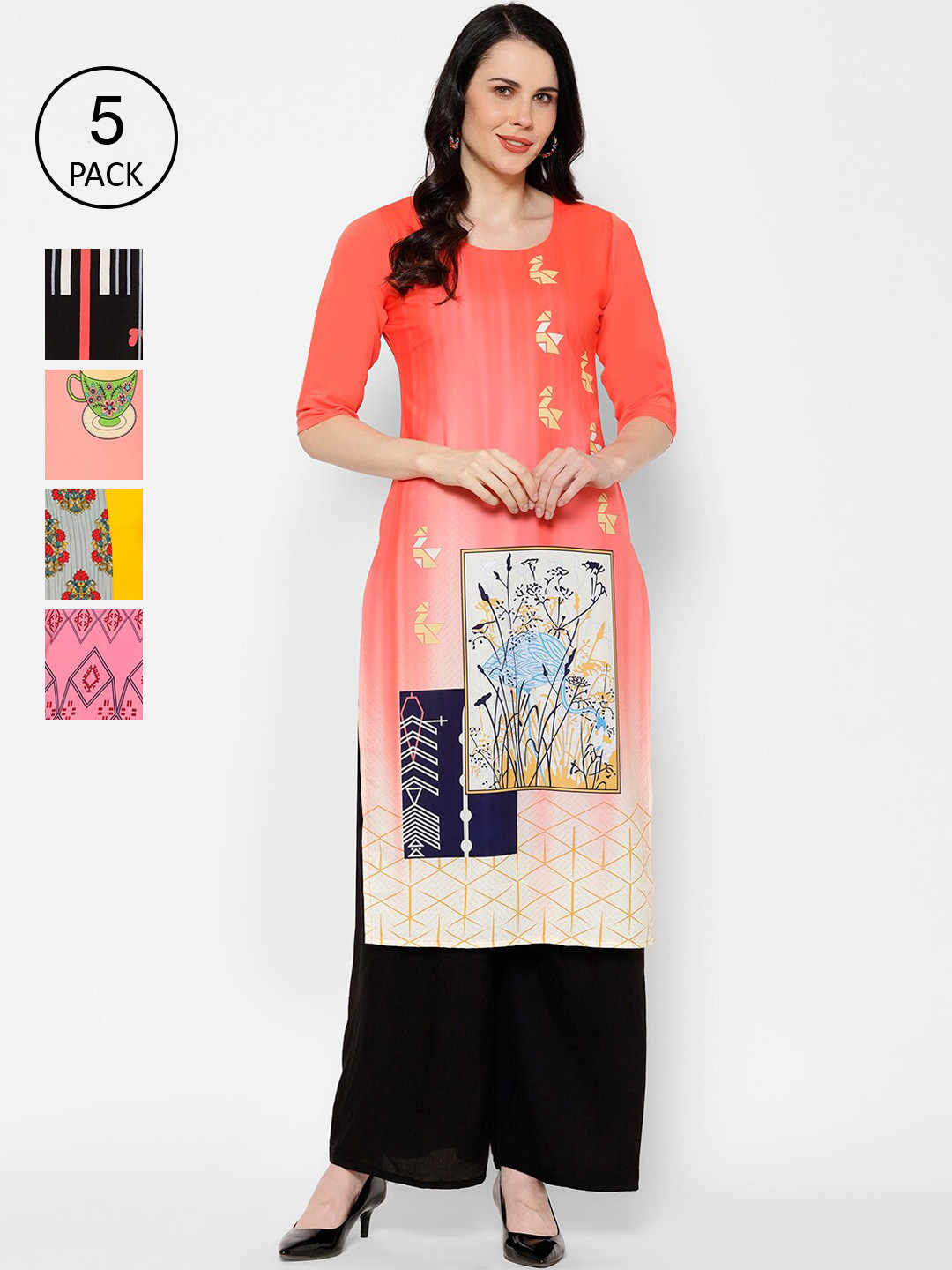 

7Threads Women Multicoloured Printed Straight Kurta, Multi